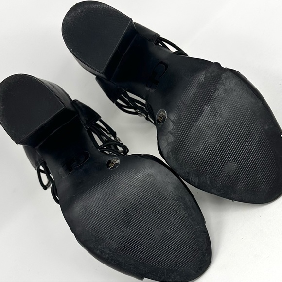 Gianni Bini Gladiator Heels Strappy Sandals Black Leather Women's - Picture 11 of 13